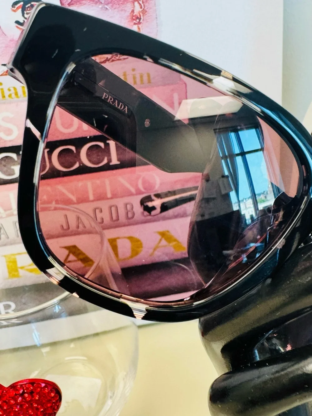 Prada Black Oversized Cat-Eye Sunglasses with Tinted Lenses